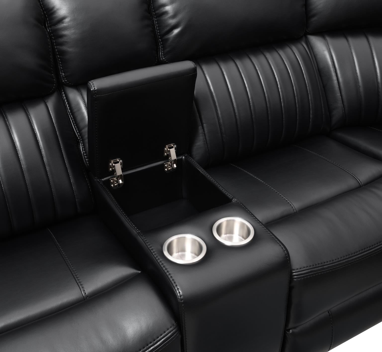 Atronia Black Power Reclining Sectional W/Screen