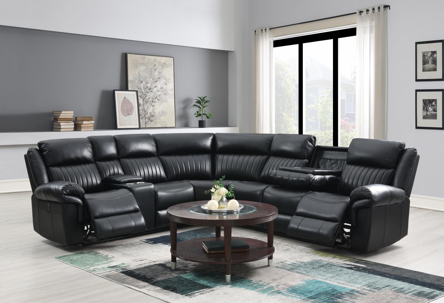 Atronia Black Power Reclining Sectional W/Screen