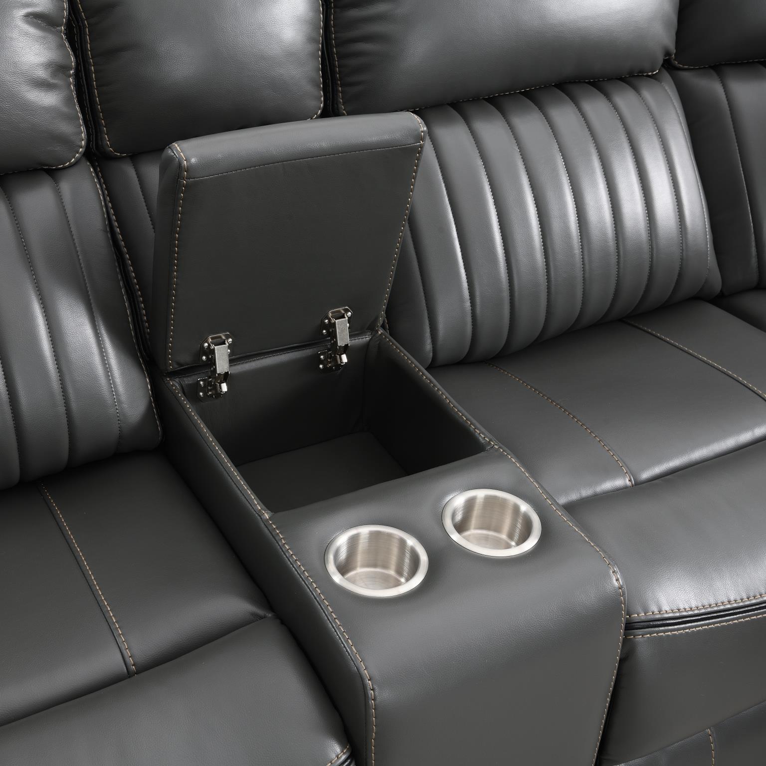 Atronia Gray Power Reclining Sectional W/Screen