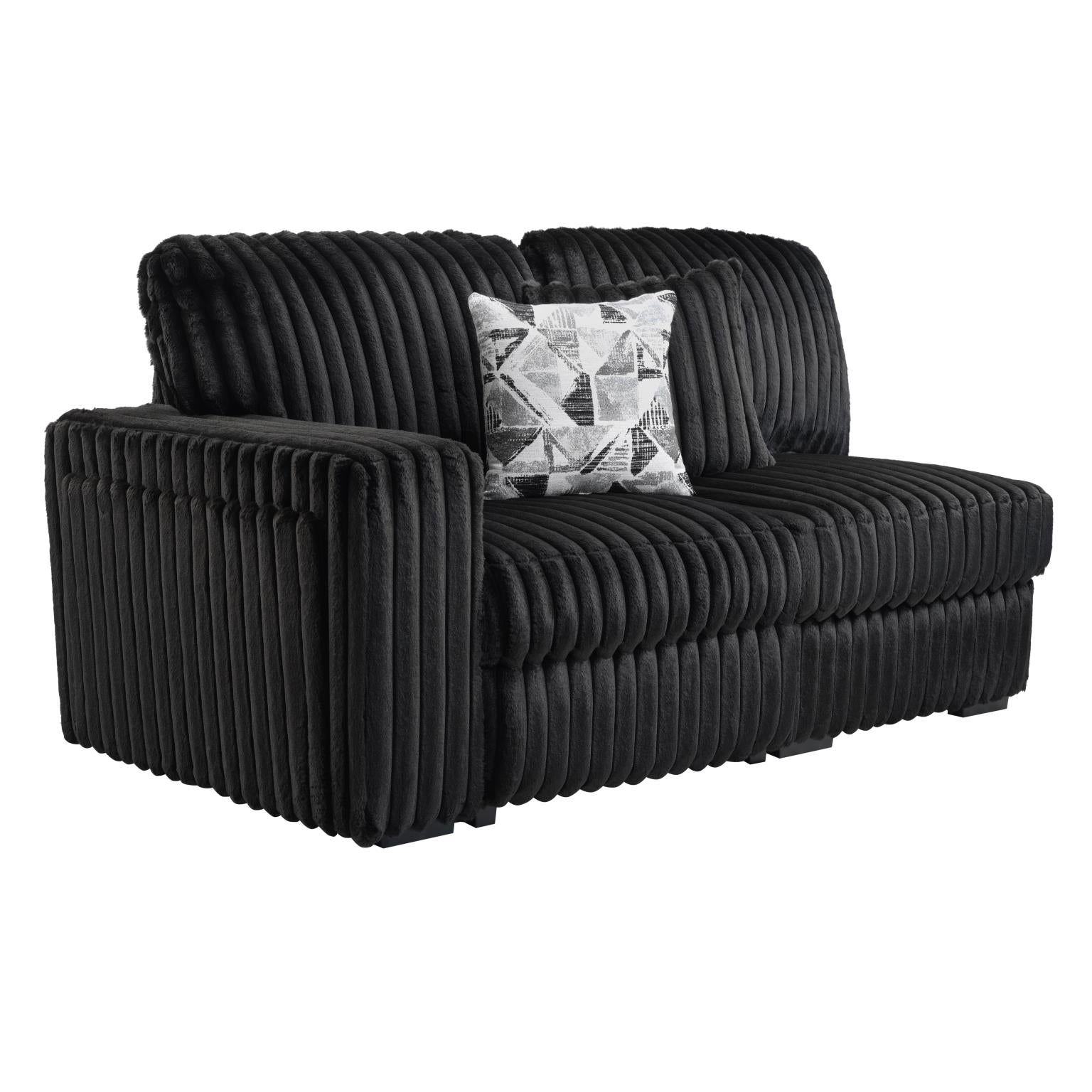 BLACK CORDUROY POWER RECLINING 4 PC SECTIONAL W/2 WIRELESS CHARGER