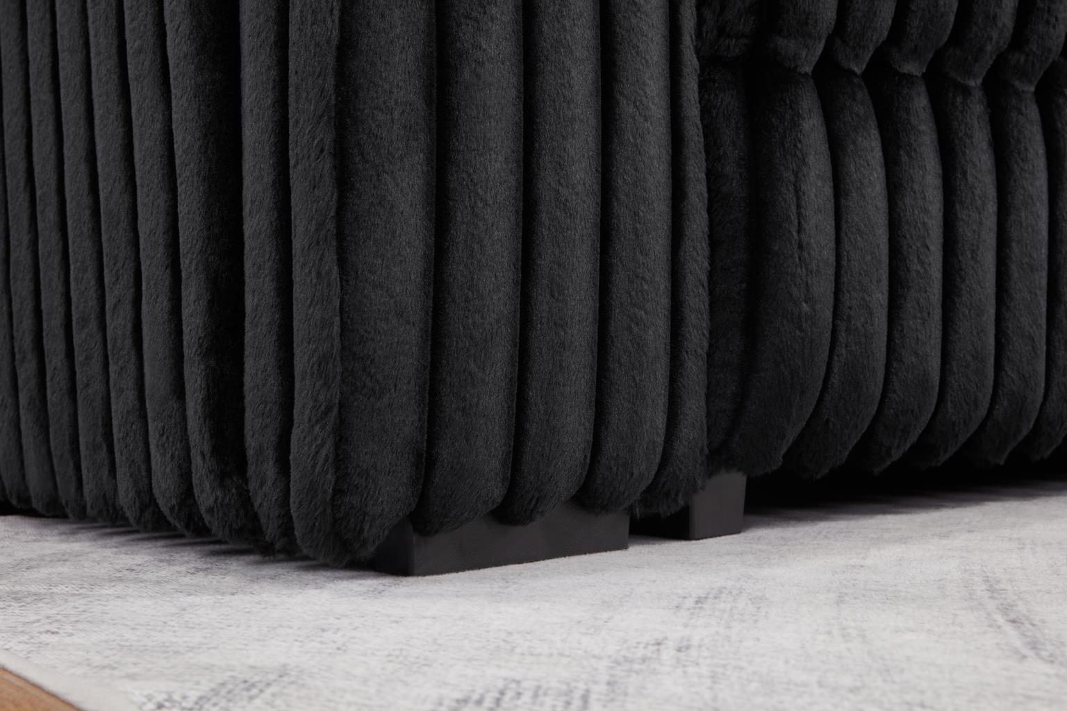 BLACK CORDUROY POWER RECLINING 4 PC SECTIONAL W/2 WIRELESS CHARGER