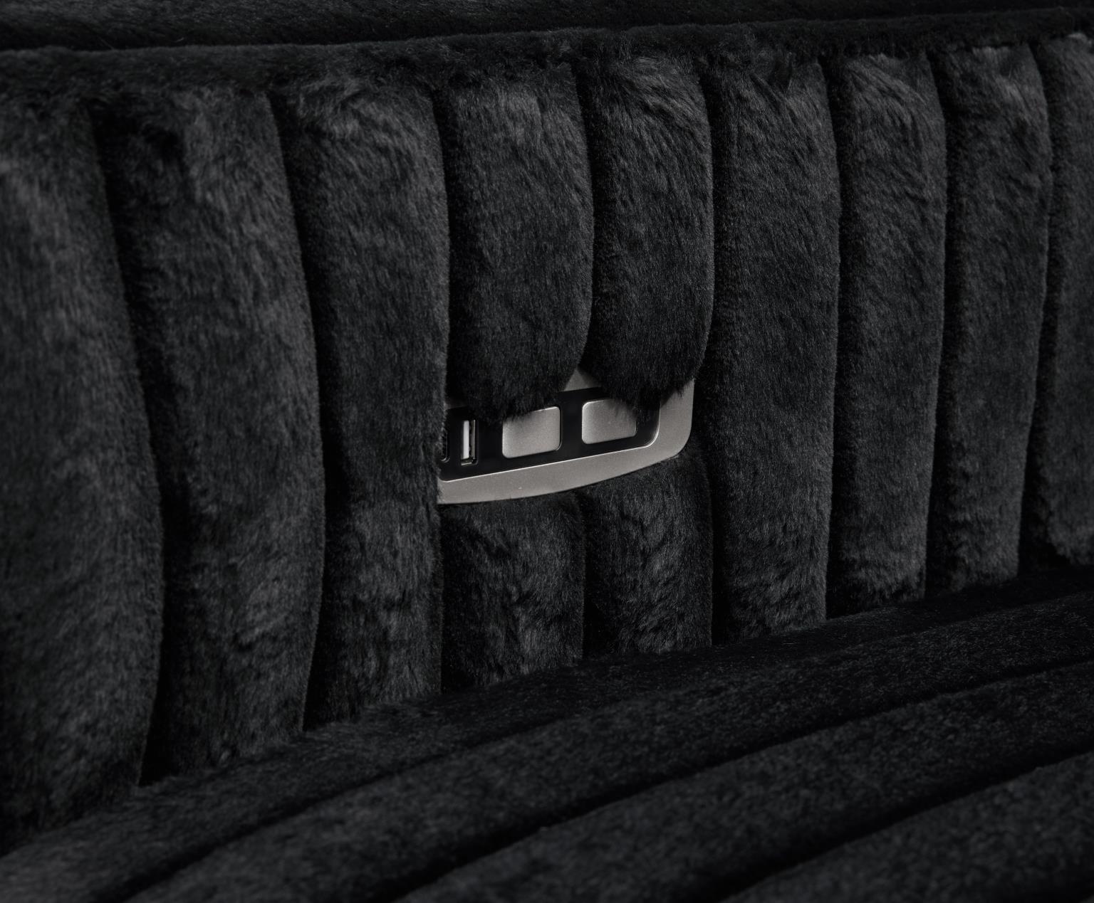 BLACK CORDUROY POWER RECLINING 4 PC SECTIONAL W/2 WIRELESS CHARGER