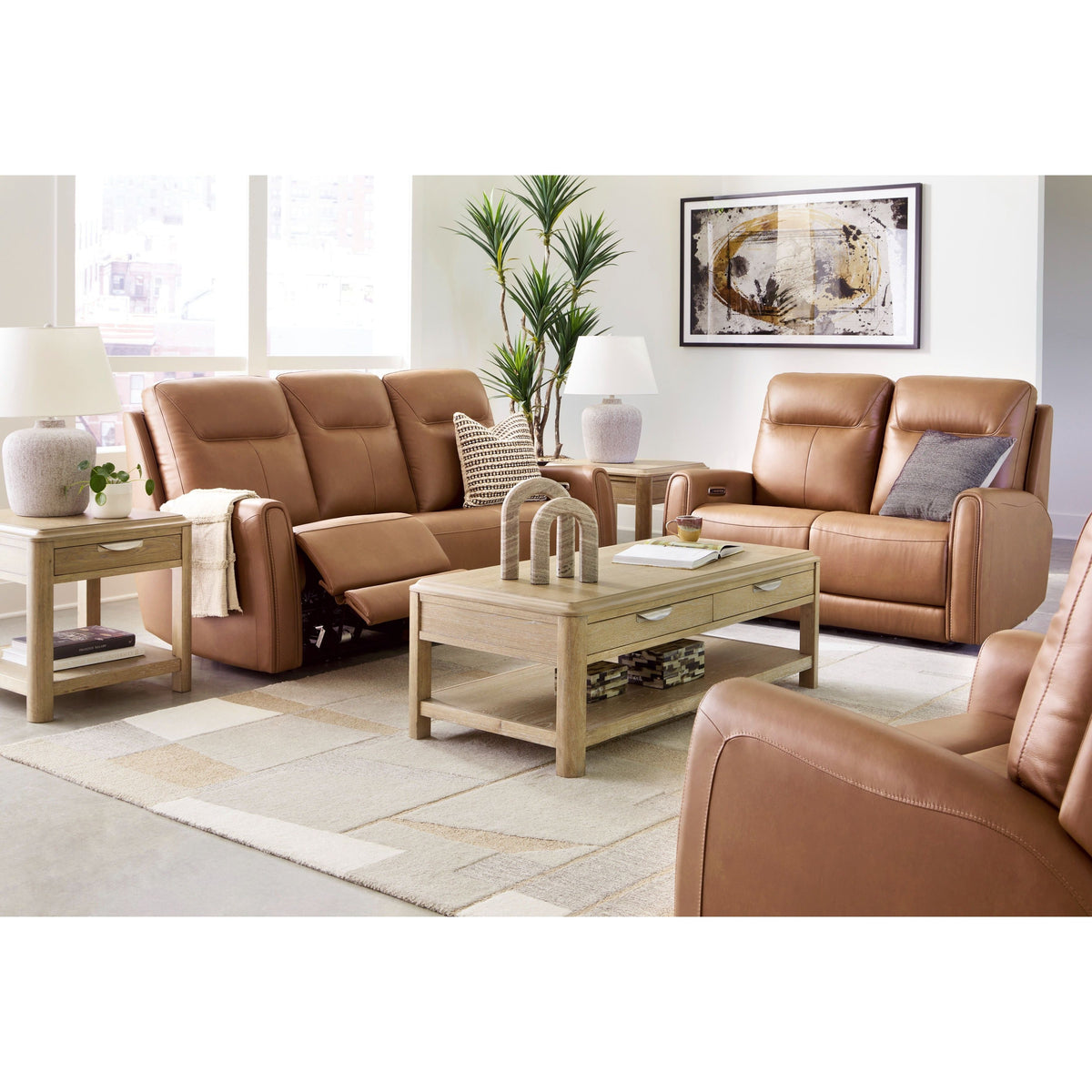 Tryanny Butterscotch Leather Power Reclining Sofa & Loveseat
