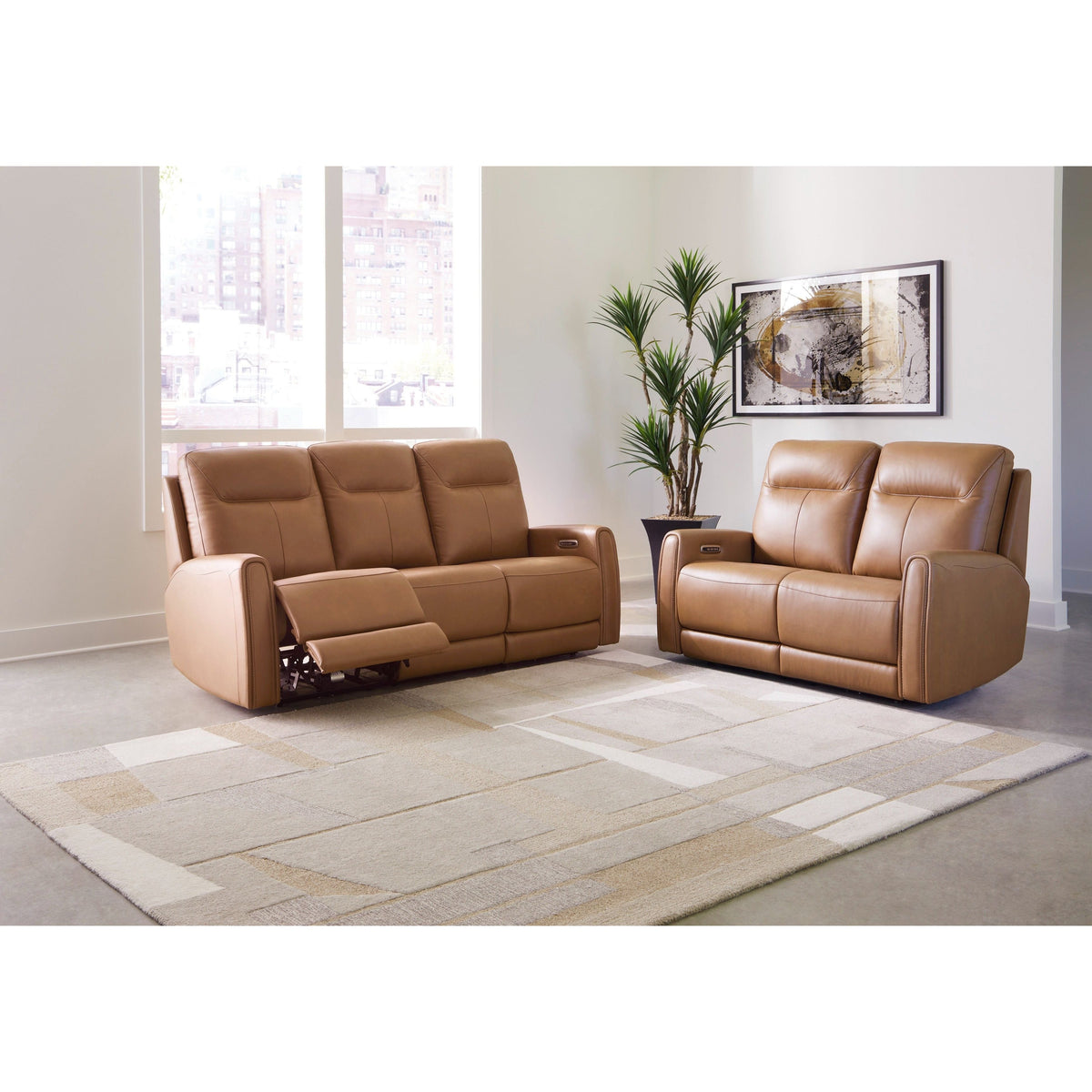 Tryanny Butterscotch Leather Power Reclining Sofa & Loveseat