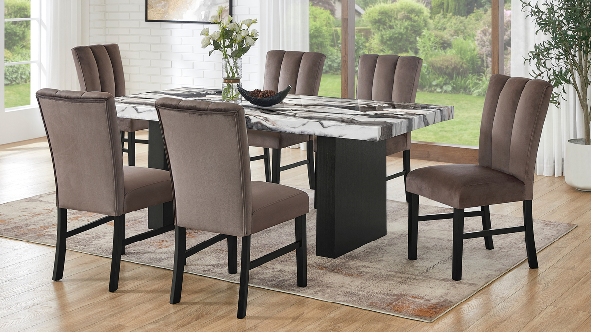 Cosmo Faux Marble Dining Set — Bench Option
