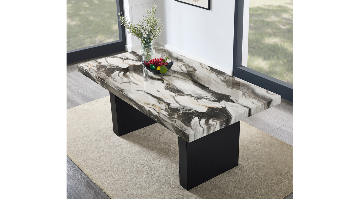 Cosmo Faux Marble Dining Set — Bench Option