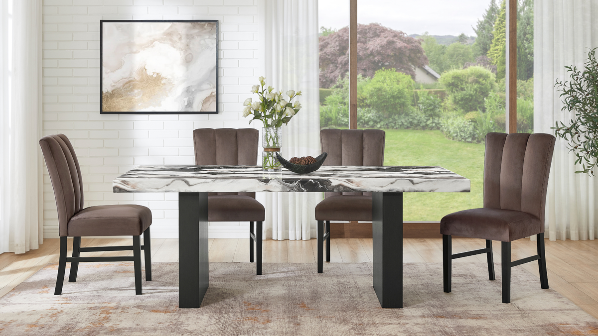 Cosmo Faux Marble Dining Set — Bench Option