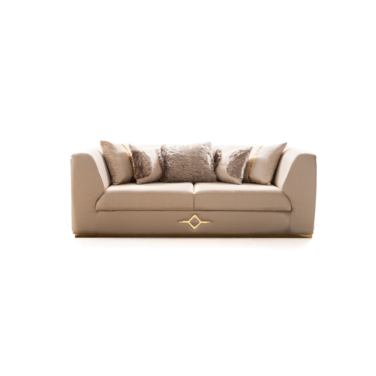 Vega 3-Piece Living Room Set — Brushed Gold Accents