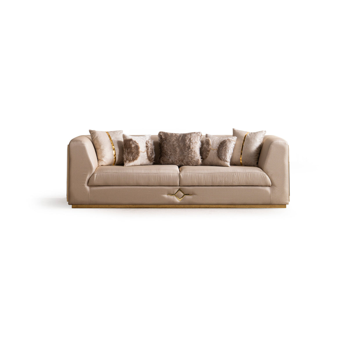 Vega 3-Piece Living Room Set — Brushed Gold Accents
