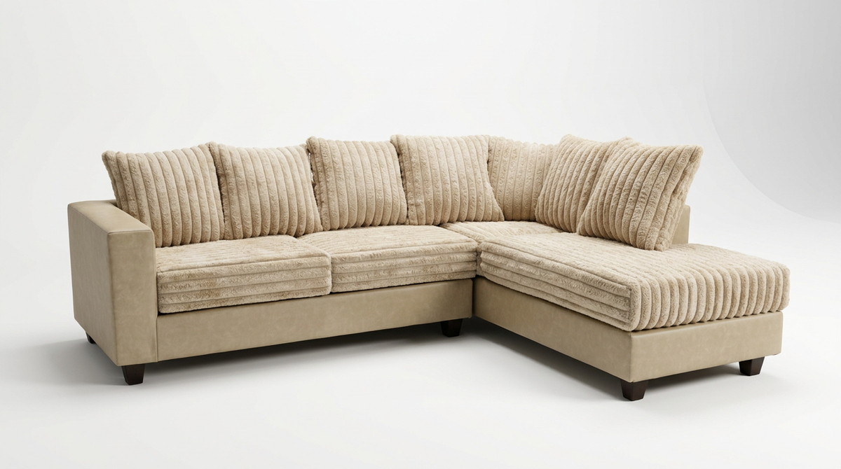 Costa Corduroy 2-Piece Sectional in Bone