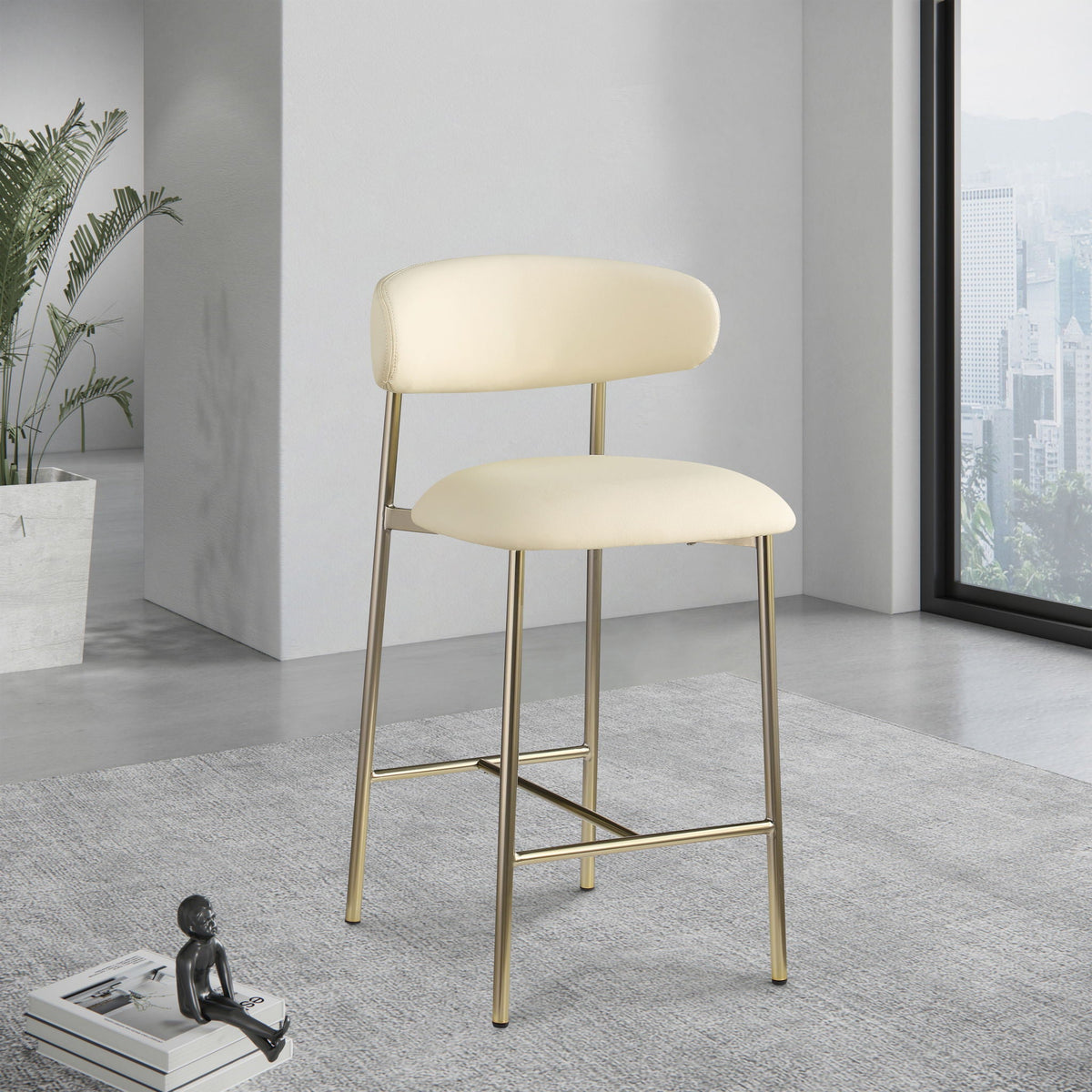 Lupita - Counter Stool (Set of 2) with Brushed Gold Frame