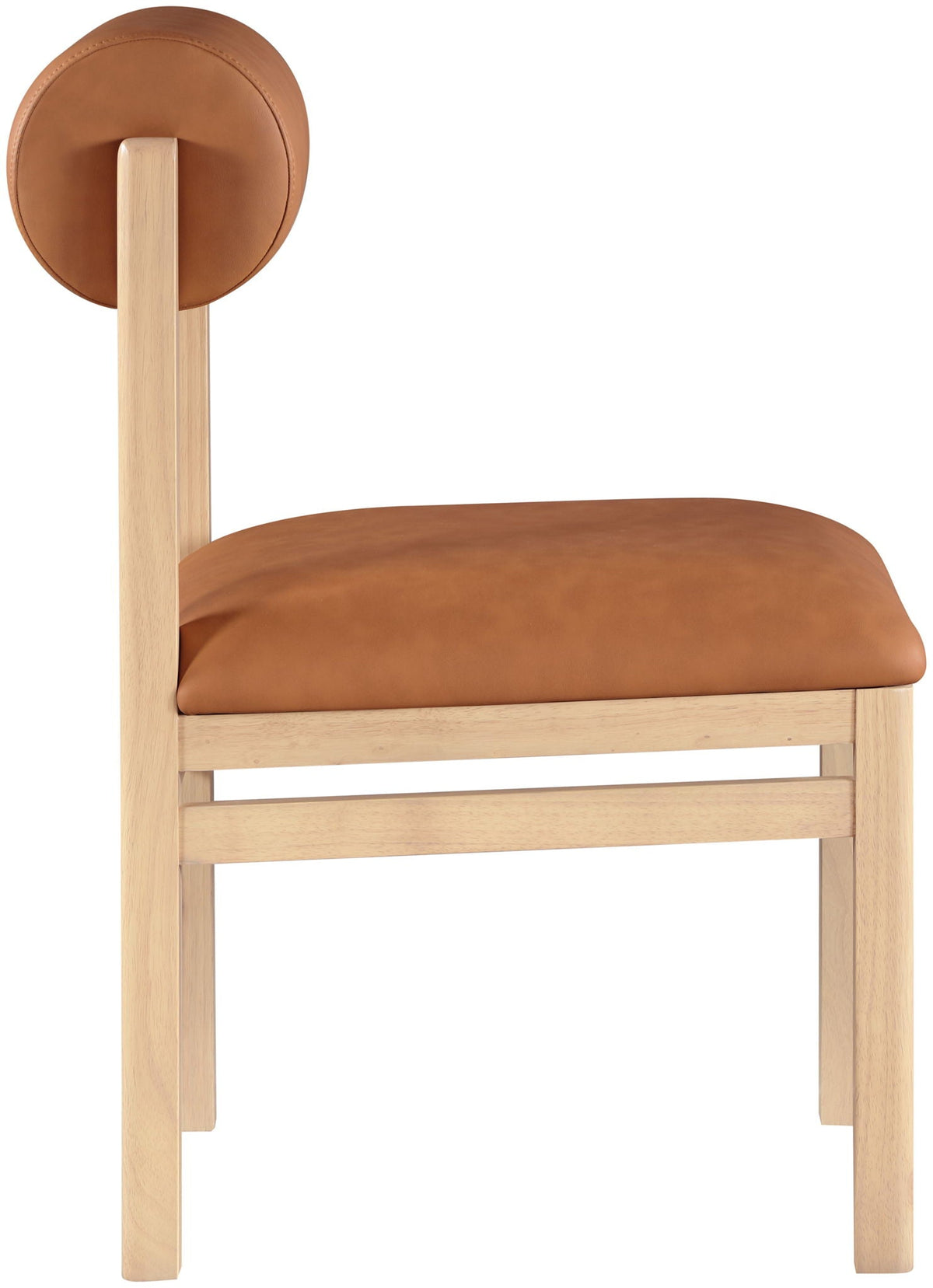 Roundhill - Faux Leather Dining Chair (Set of 2) with Natural Frame