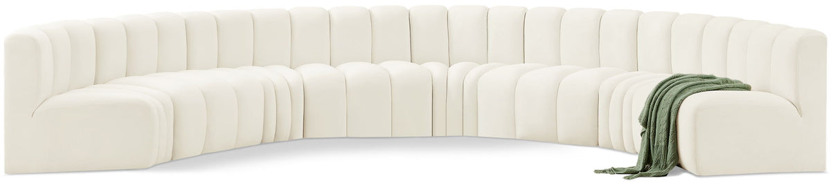 Arc Velvet Modular Sectional — 8-Piece U-Shaped Sectional — Cream