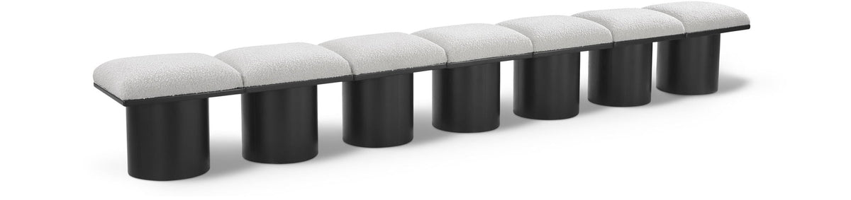 Pavilion Modular Bench 7-Piece Bench, 126"W x 15.5"D — Cream / Black Base
