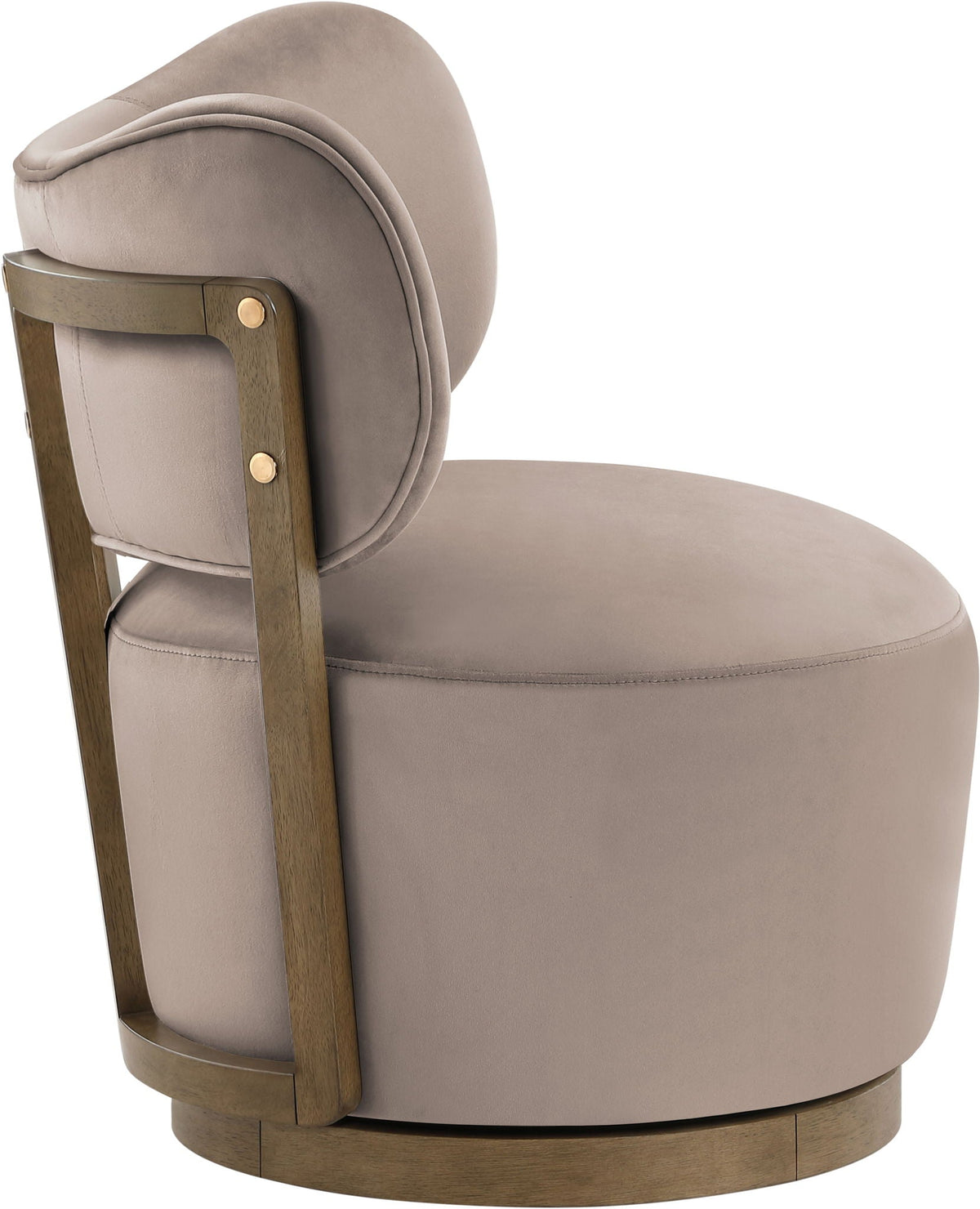 Elara - Velvet Upholstered Swivel Accent Chair with Brown Base