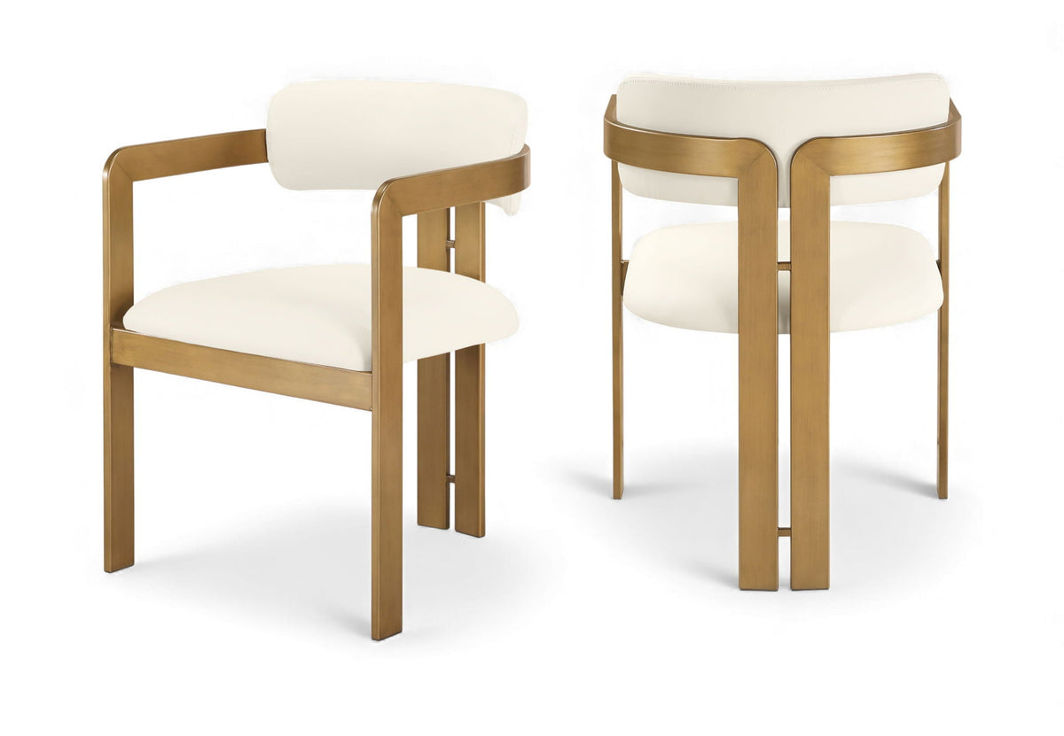 Aurum Vegan Leather Dining Chair (Set of 2) with Brushed Brass