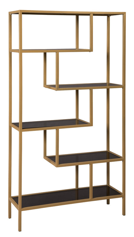 Ashley A4000286 Glass & Metal Bookcase — 5 Tinted Glass Shelves