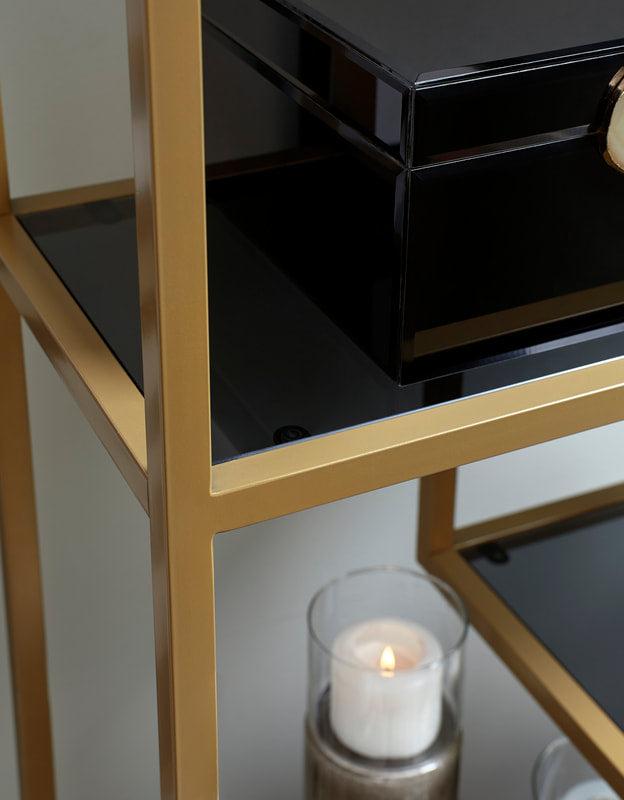 Ashley A4000286 Glass & Metal Bookcase — 5 Tinted Glass Shelves