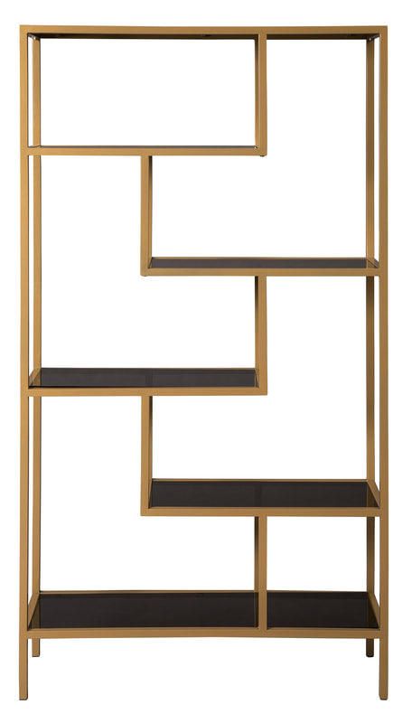 Ashley A4000286 Glass & Metal Bookcase — 5 Tinted Glass Shelves