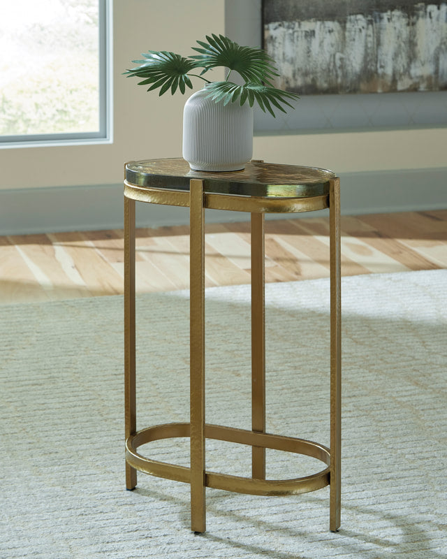 Ashley A4000716 Gold-Tone Accent Table — Iridescent Cast Glass Top