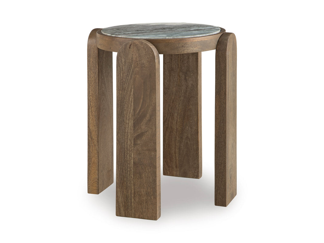 Ashley A4000722 Accent Table — Solid Mango Wood & Marble Top
