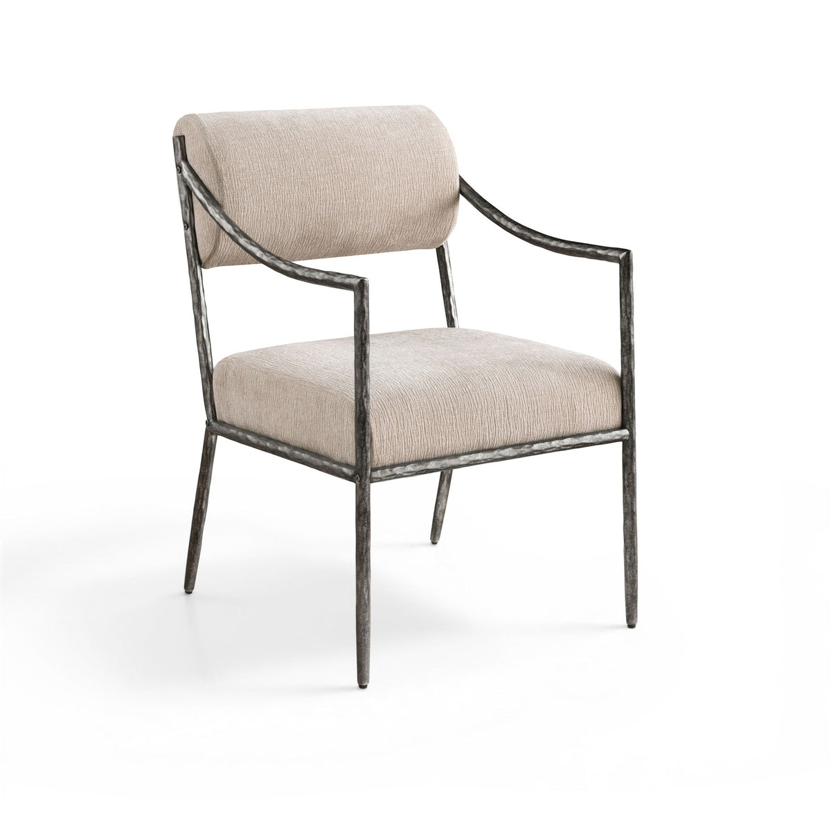 Bastille Chenille Dining Arm Chair Set of 2 with Silver Frame