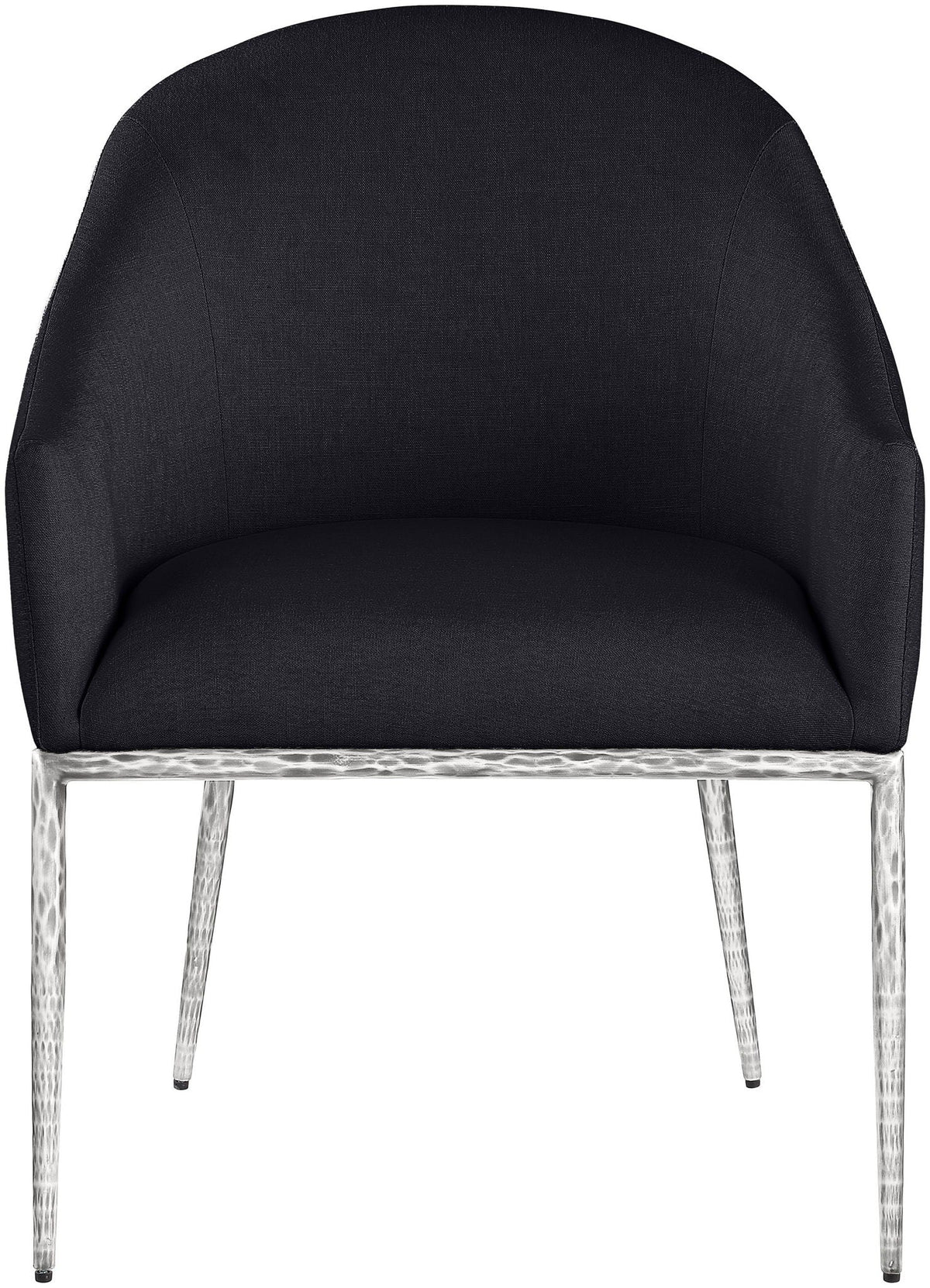 Ferro Performance Fabric Dining Arm Chair with Brushed Silver Legs