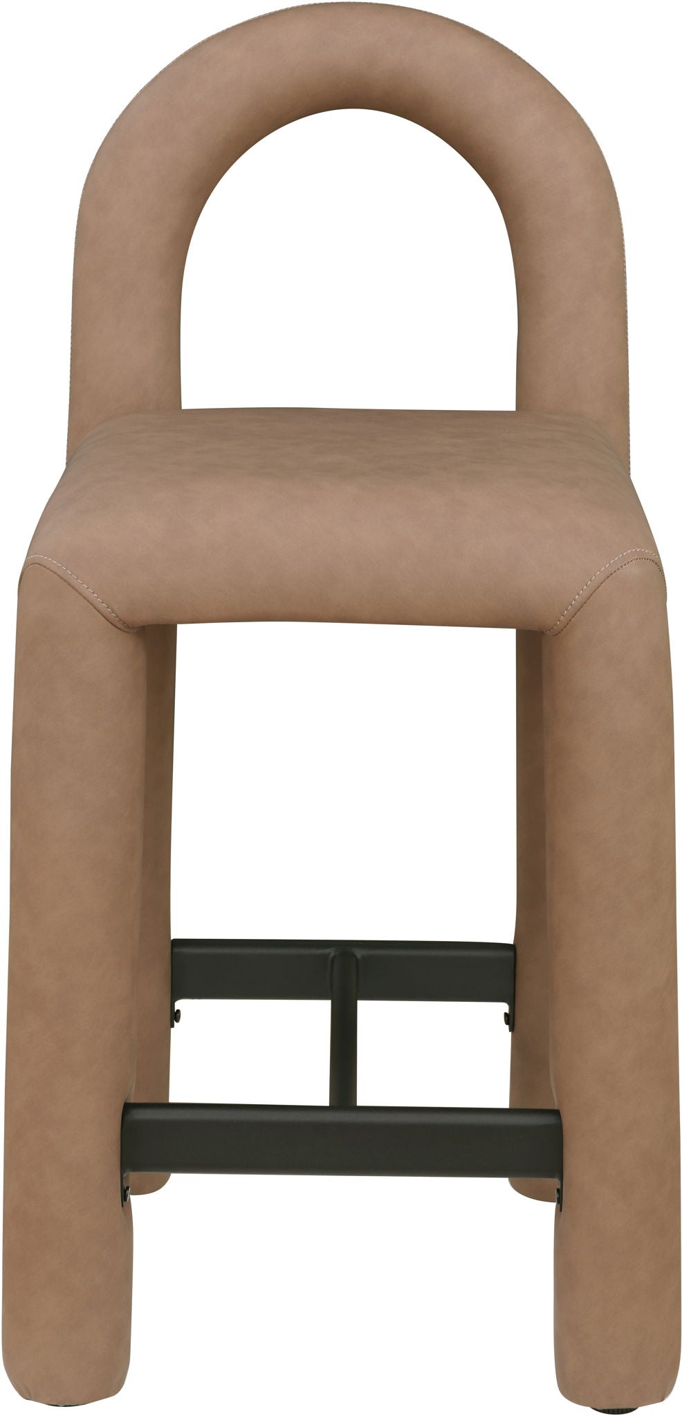 Amari - Vegan Leather and Boucle Fabric Stool - Stool