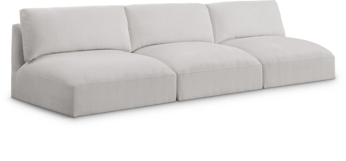 Ease Modular Sectional — 3-Piece Armless Sofa — Cream
