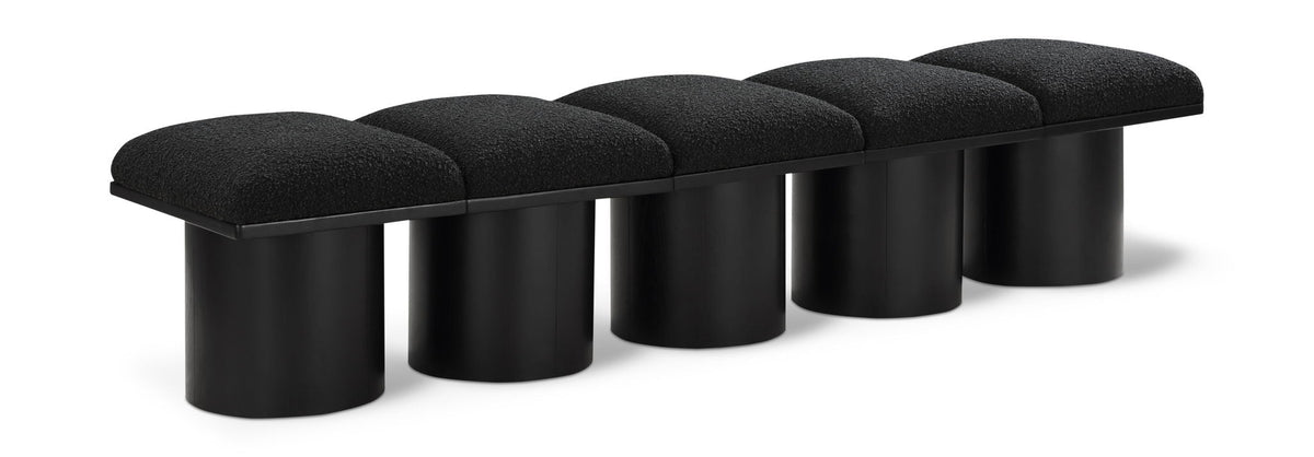 Pavilion Modular Bench 5-Piece Bench, 77.5"W x 18"D — Black / Black Base