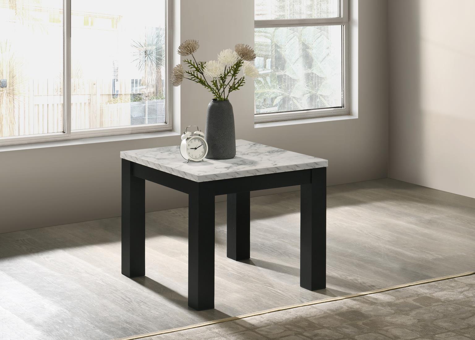 T231 Black / White Melamine Top 3 Piece Table Set (Coffee And 2 End Tables)