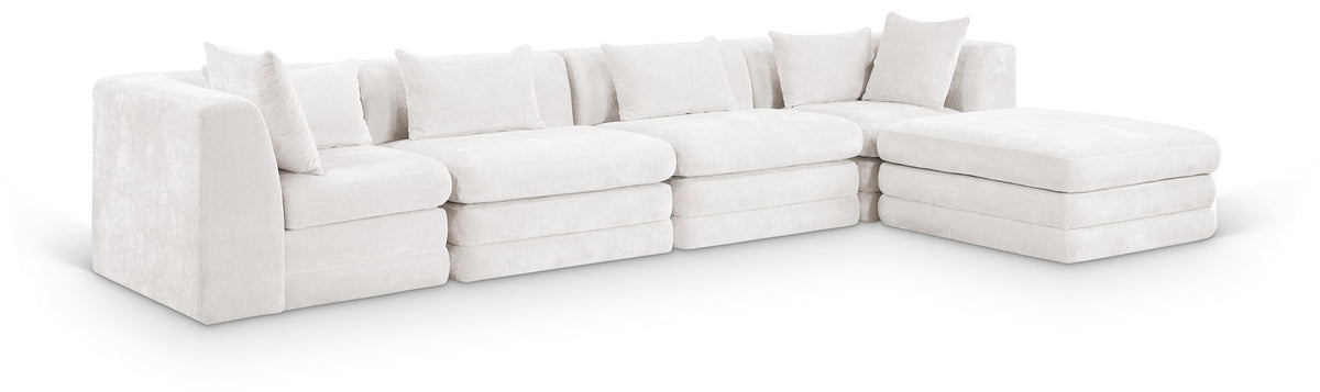 Stellar Chenille Modular Sectional — 5-Piece 152" Sectional, Style A — Cream