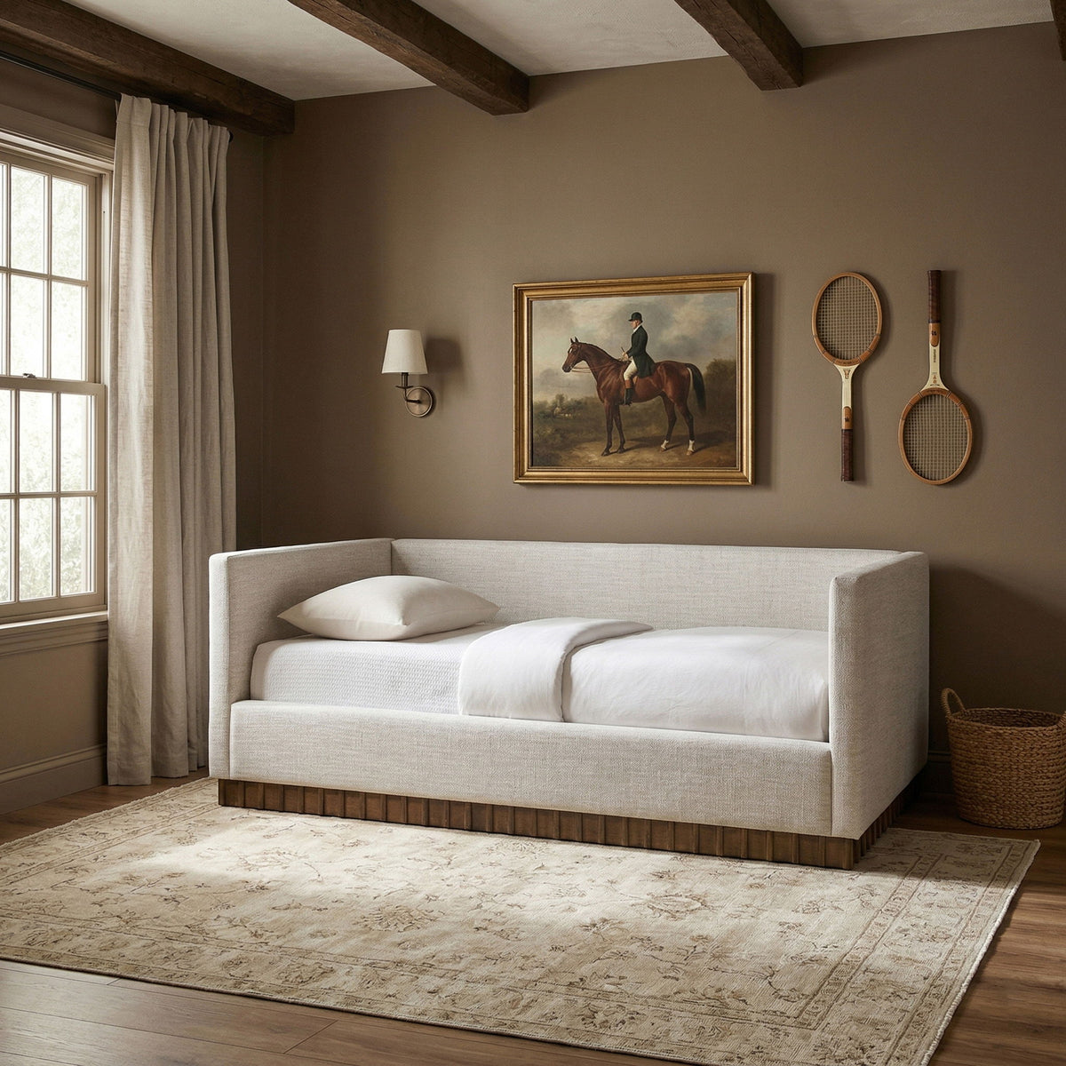 Teva Linen Textured Fabric Twin Daybed — Beige or Cream