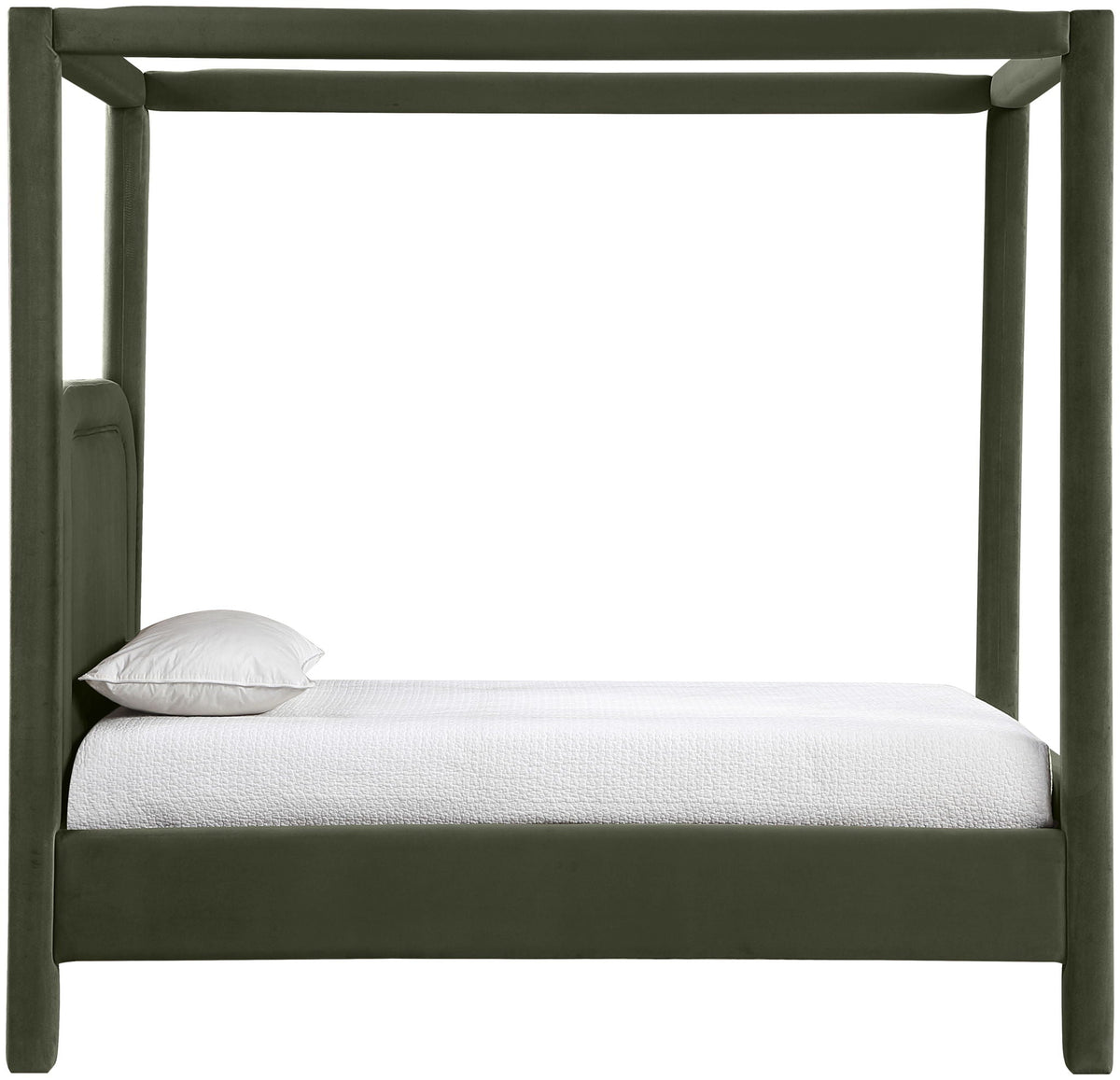 Salina Velvet Upholstered Canopy Bed — 10 Colors, Twin to King