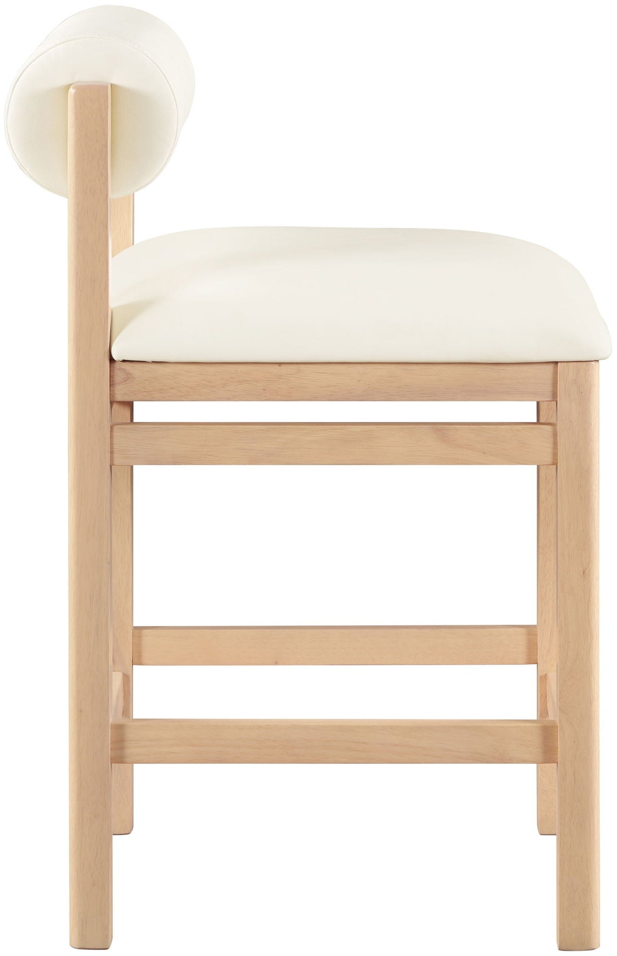Roundhill - Faux Leather Counter Stool with Natural Frame