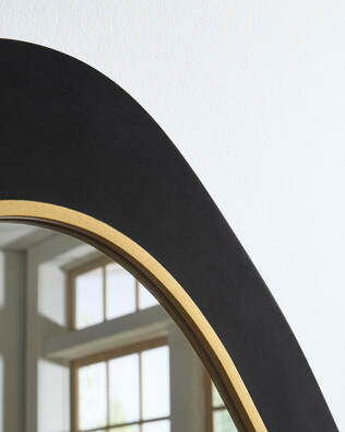 Ashley A8010414 Black & Gold-Tone Accent Mirror — Wood Frame