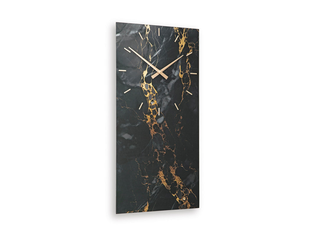 Ashley A8010430 Black & Gold Wall Clock — Hangs Vertically or Horizontally