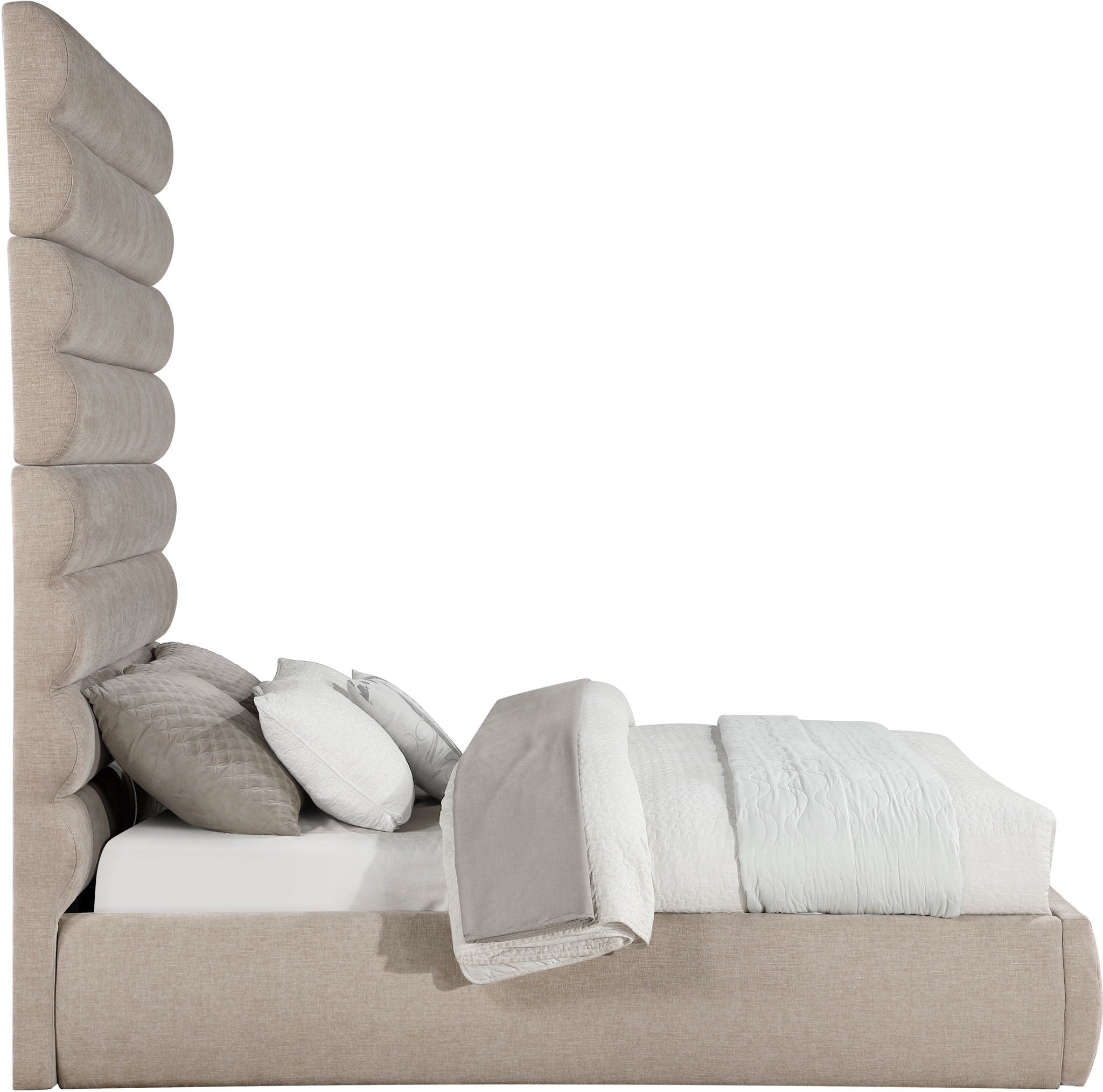 Adam - Chenille Fabric Bed With 89" Headboard
