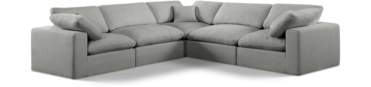 Comfy Linen Modular Sectional — 5-Piece Corner Sectional — Grey