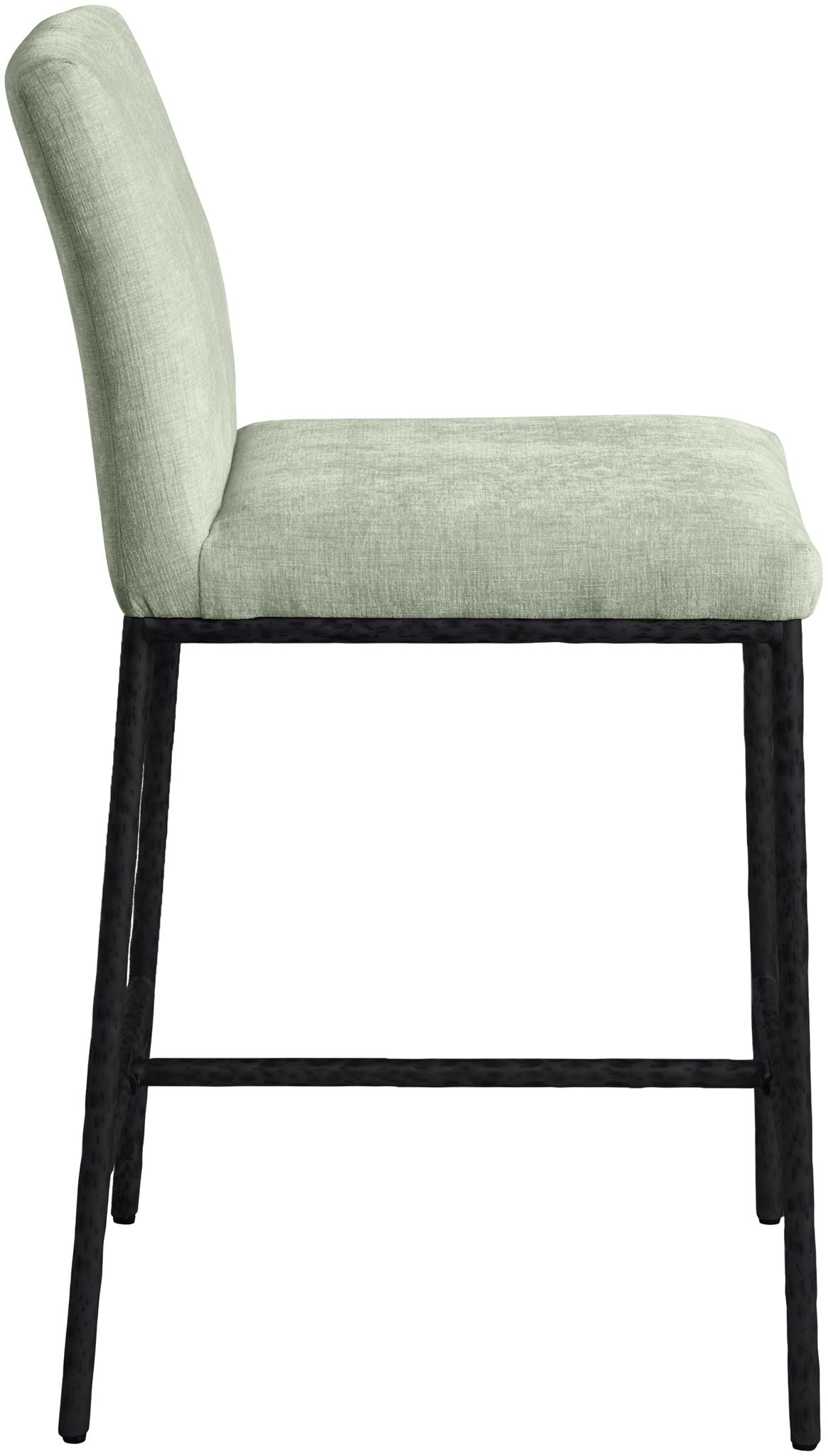 Reeves - Chenille Fabric Upholstered Counter Stool (Set of 2) with Black Base