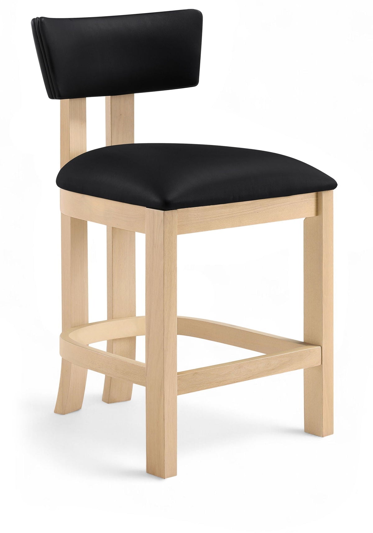 Lavrin Vegan Leather Counter Stool (Set of 2) with Natural Base