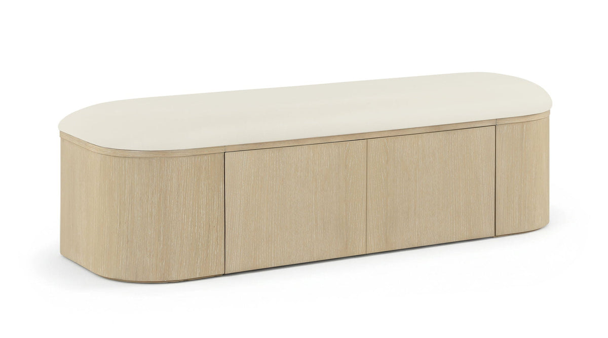 Velden - Upholstered Storage Bench with Natural Base
