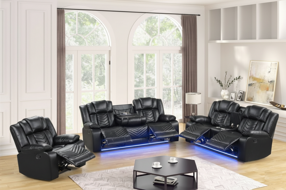 Ace 3PC Reclining Set — Bluetooth Speaker & LED Lights