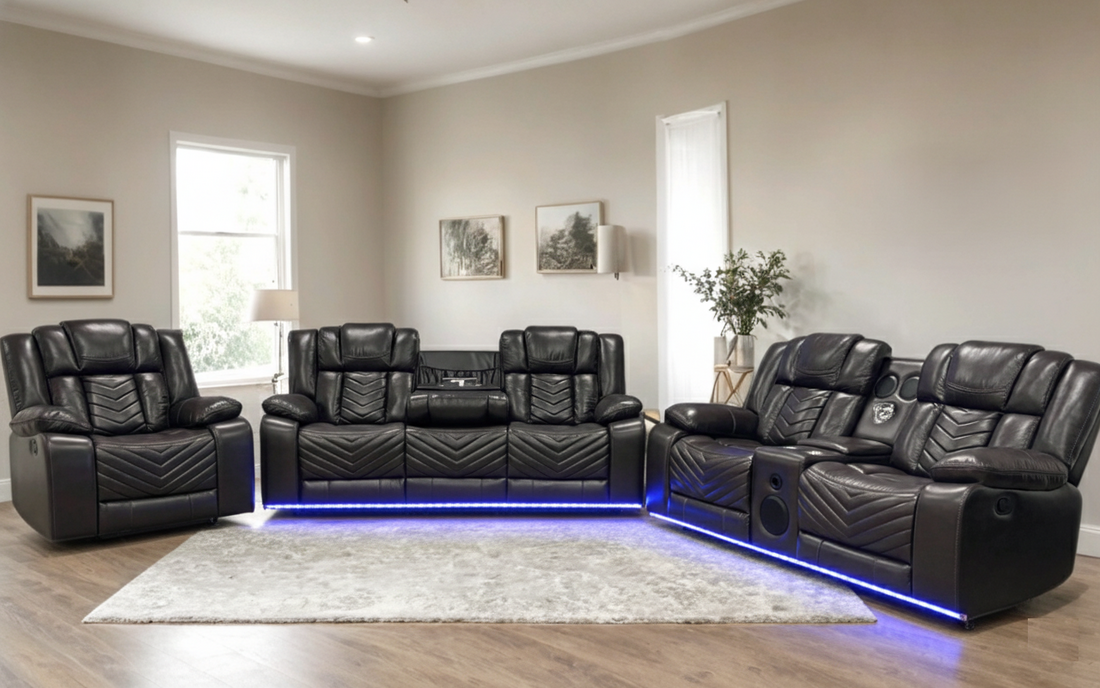 Ace 3PC Reclining Set — Bluetooth Speaker & LED Lights
