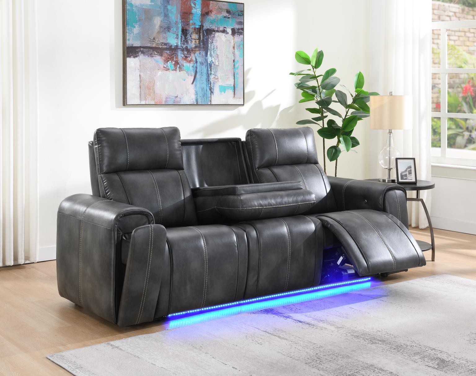 U66 Charcoal Gray Power Reclining Sofa — 91 in. wide