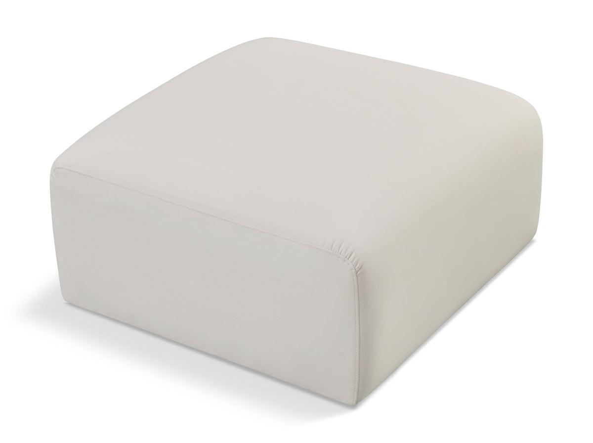Arc Faux Leather Modular Sectional — Ottoman — Cream