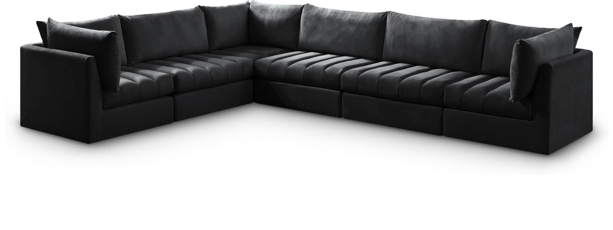 Jacob Velvet Modular Sectional — 6-Piece Sectional — Black