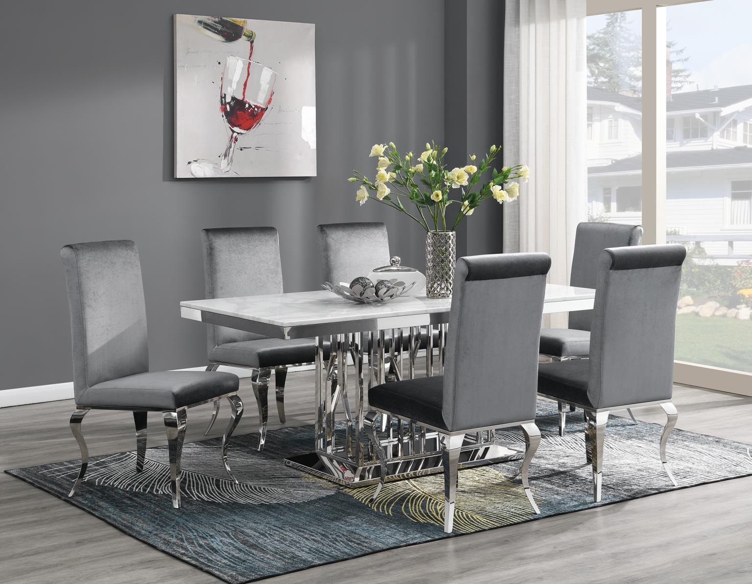 G-081-T-WHITE White Marble Dining Table