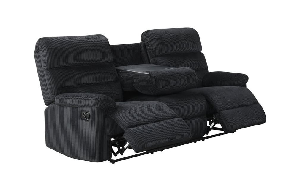 Albert Black 3PC Reclining Set — Drop-Down Table & Cup Holders
