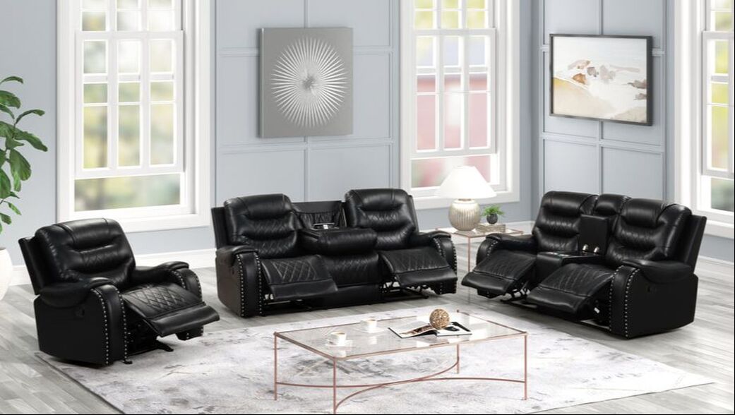 Ashley2001 Oversized 3PC Reclining Set — Drop-Down Table & USB Charging